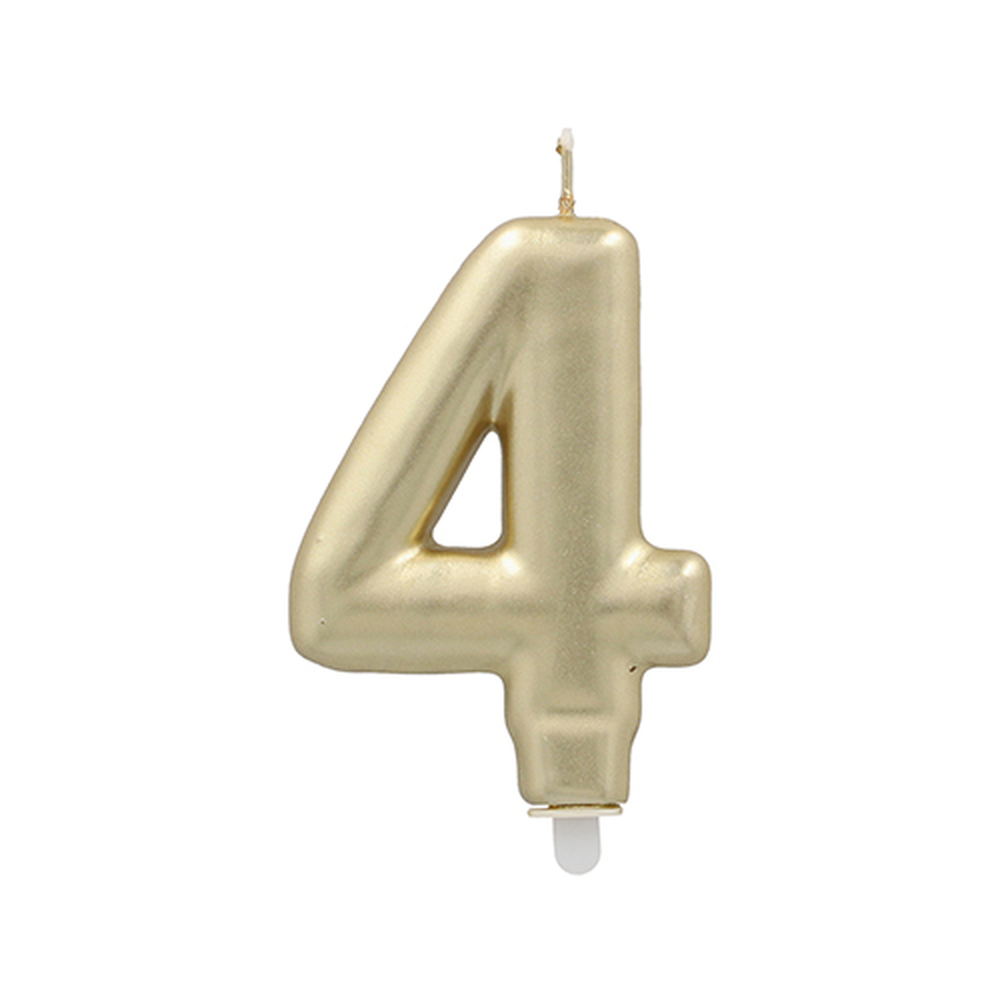 Papstar Zahlenkerze mit Halter 7 cm gold "4"