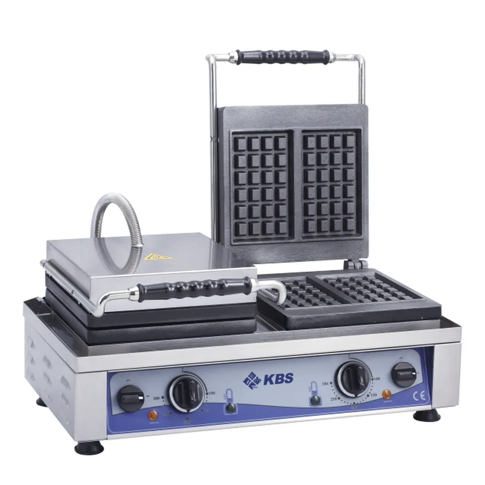 KBS Waffeleisen mit 2 festen Backplatten für 4x Waffeln 8x16x1,5cm