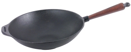 Contacto Eisenguss-Wok Ø 300 mm, mit Buchenholgriff