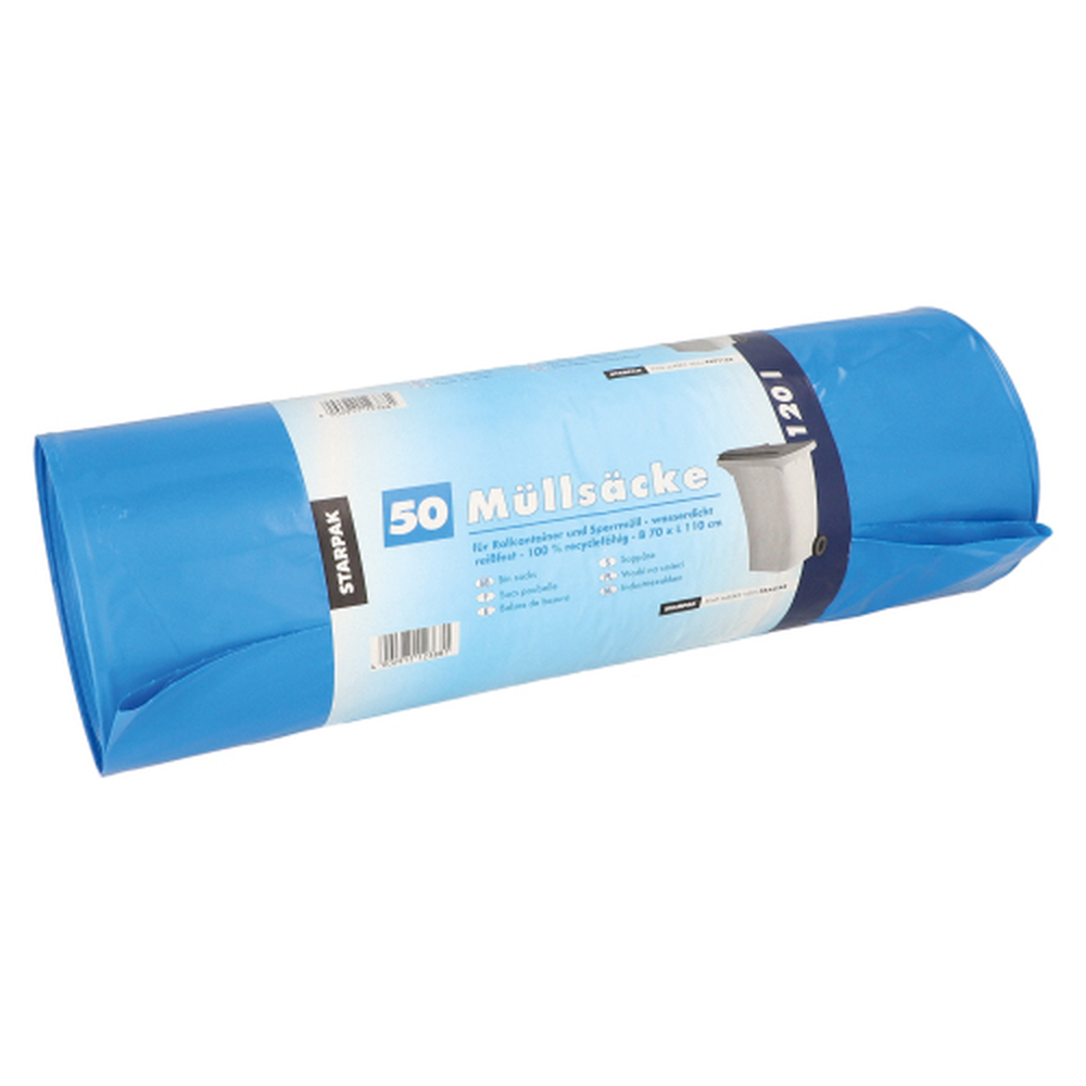 Papstar Müllsäcke, LDPE 120 l 110 cm x 70 cm blau