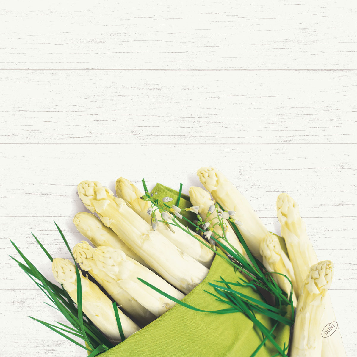 Duni Motiv-Bio-Dunisoft-Servietten 40 X 40 cm, 1/4-Falz White Asparagus