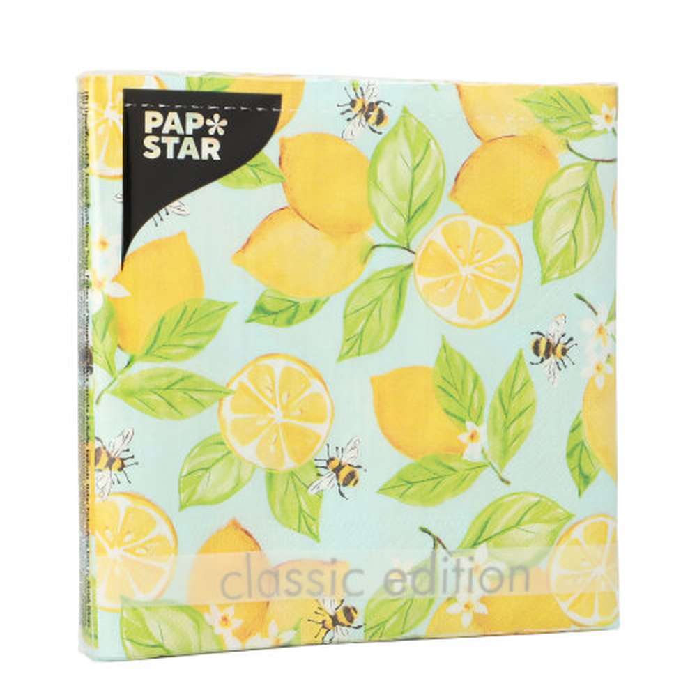 Papstar Servietten, 3-lagig 1/4-Falz 33 cm x 33 cm "Lemon Grove"
