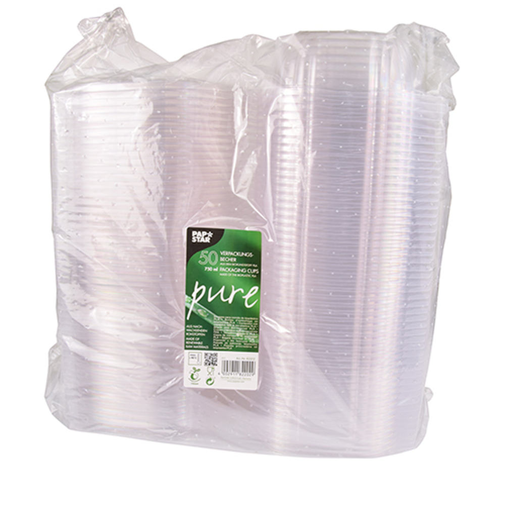 PAPSTAR Feinkost- und Salatschalen mit Klappdeckeln, PLA pure 750 ml 6,6 cm