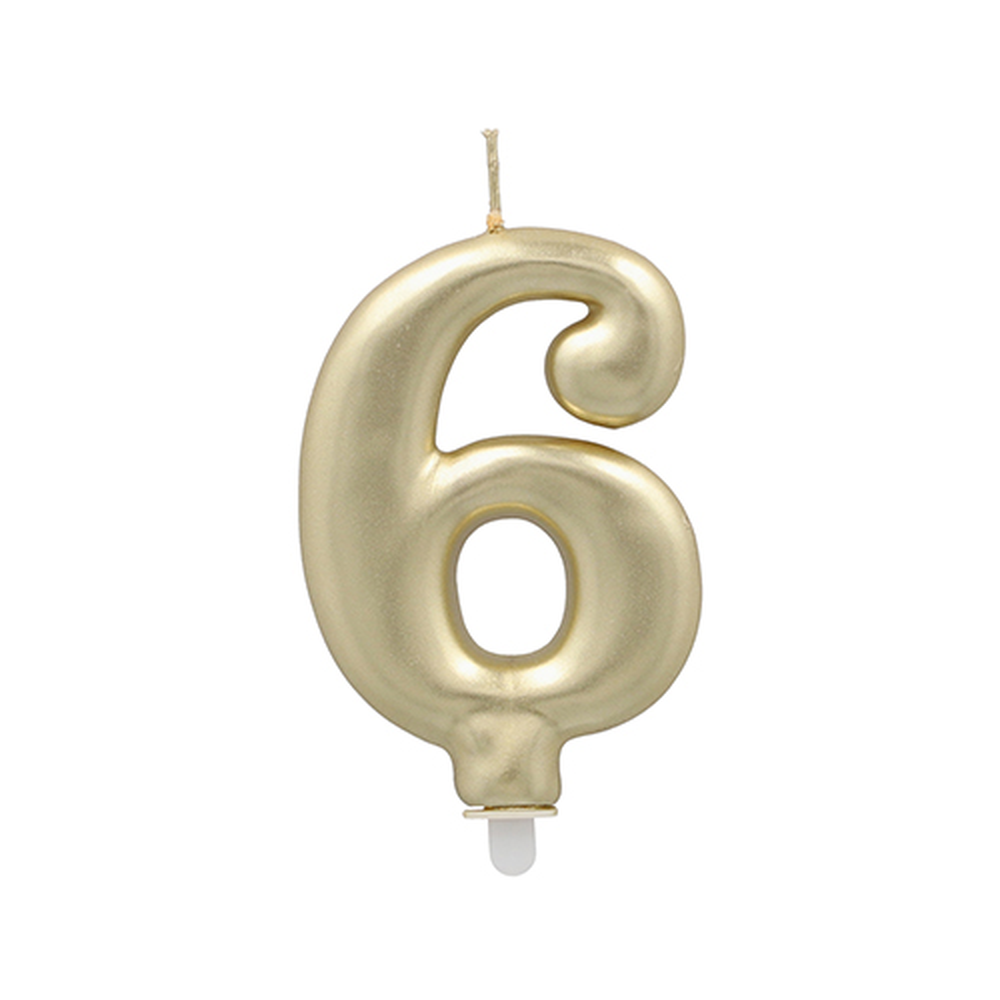 Papstar Zahlenkerze mit Halter 7 cm gold "6"