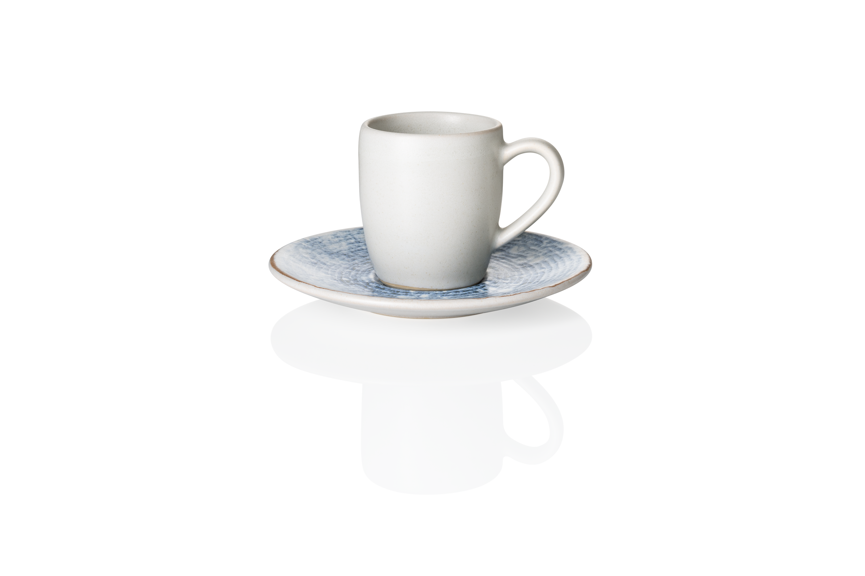WAS Espresso- und Untertasse Set ROCKZZERO, 80 ml, Set á 6 Stück, arctic, Steinz