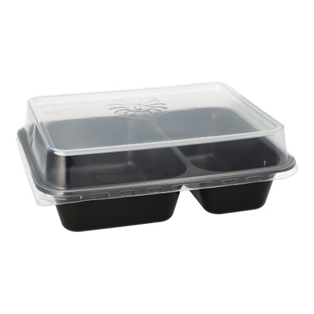 Papstar Mehrweg-Menüschalen PP 2-geteilt 4,5 cm x 22,7 cm x 17,8 cm schwarz