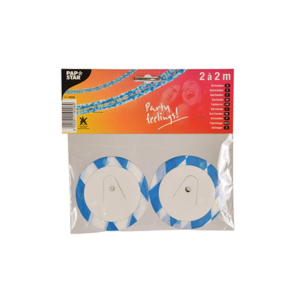 Papstar Girlanden, Papier Ø 8 cm · 2 m "Bayrisch Blau - Mini" schwer entflammbar