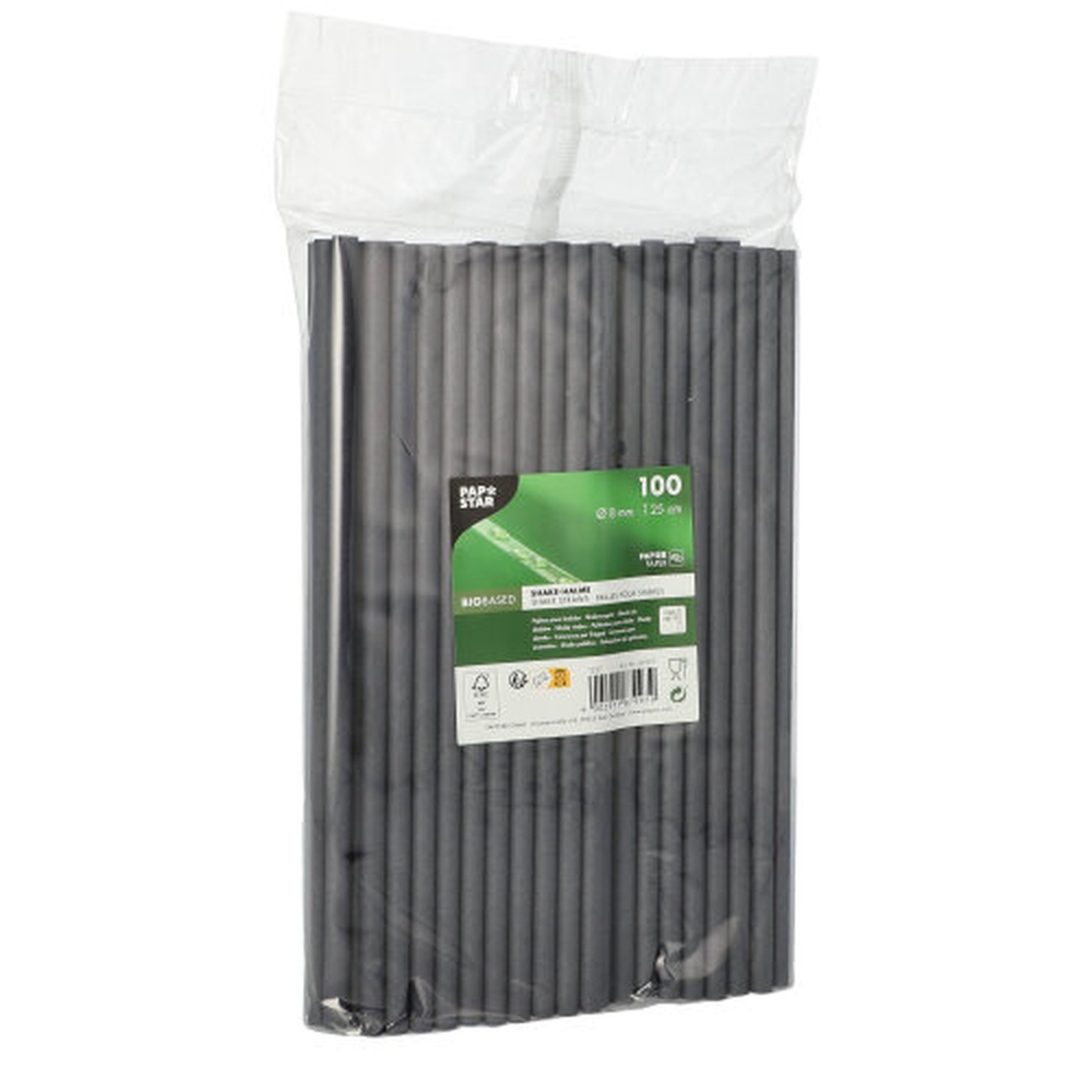 Papstar Shake-Halme, Papier Ø 8 mm · 25 cm schwarz