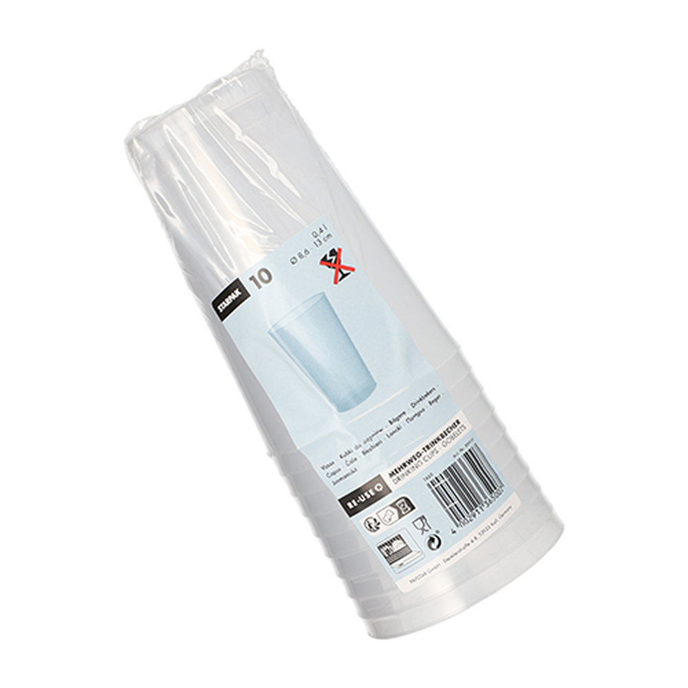 Papstar Mehrweg-Trinkbecher PP 0,4 l Ø 8,6 cm · 13 cm transluzent unzerbrechlich