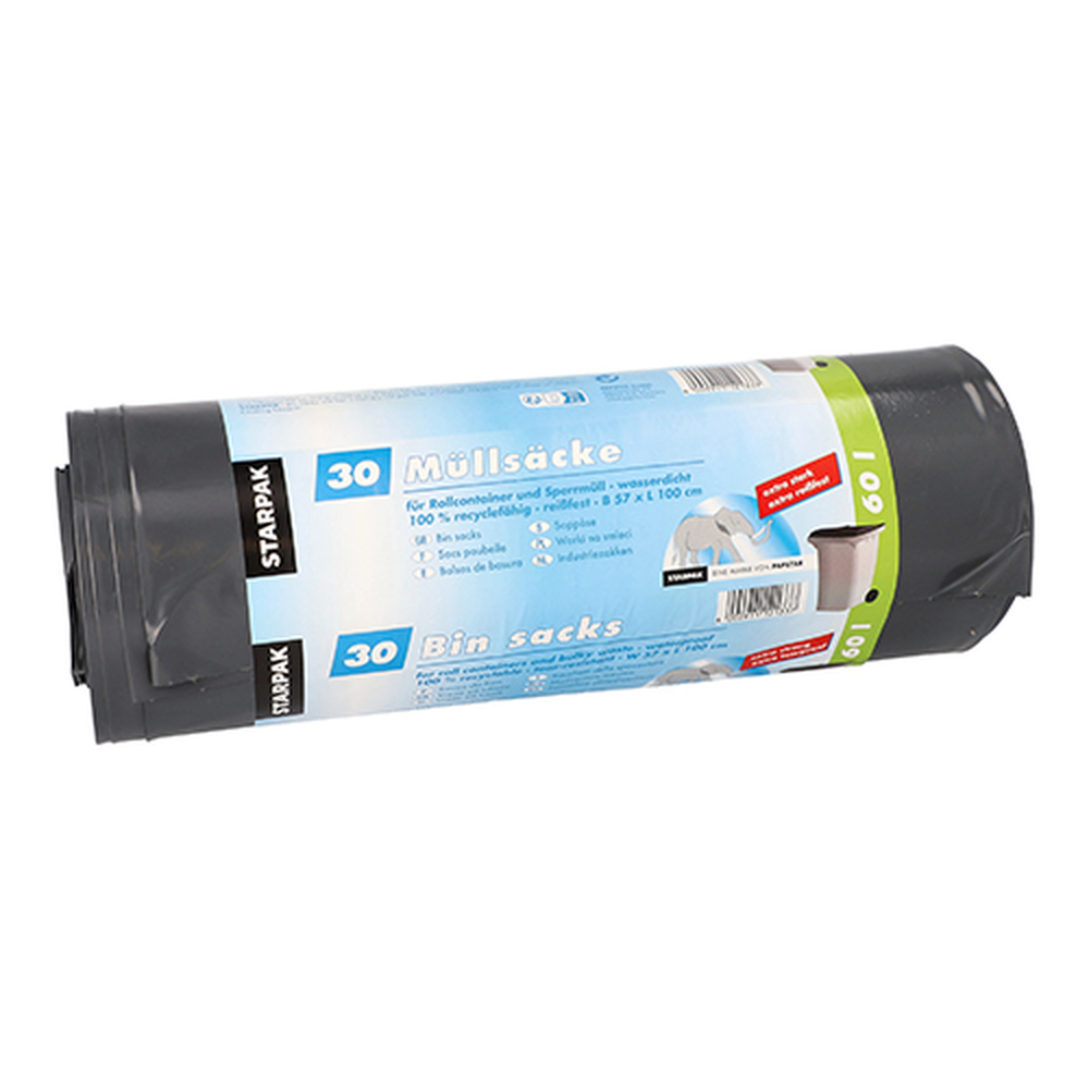 PAPSTAR Müllsäcke, LDPE 60 l 100 cm x 57 cm schwarz extra stark und extra rei