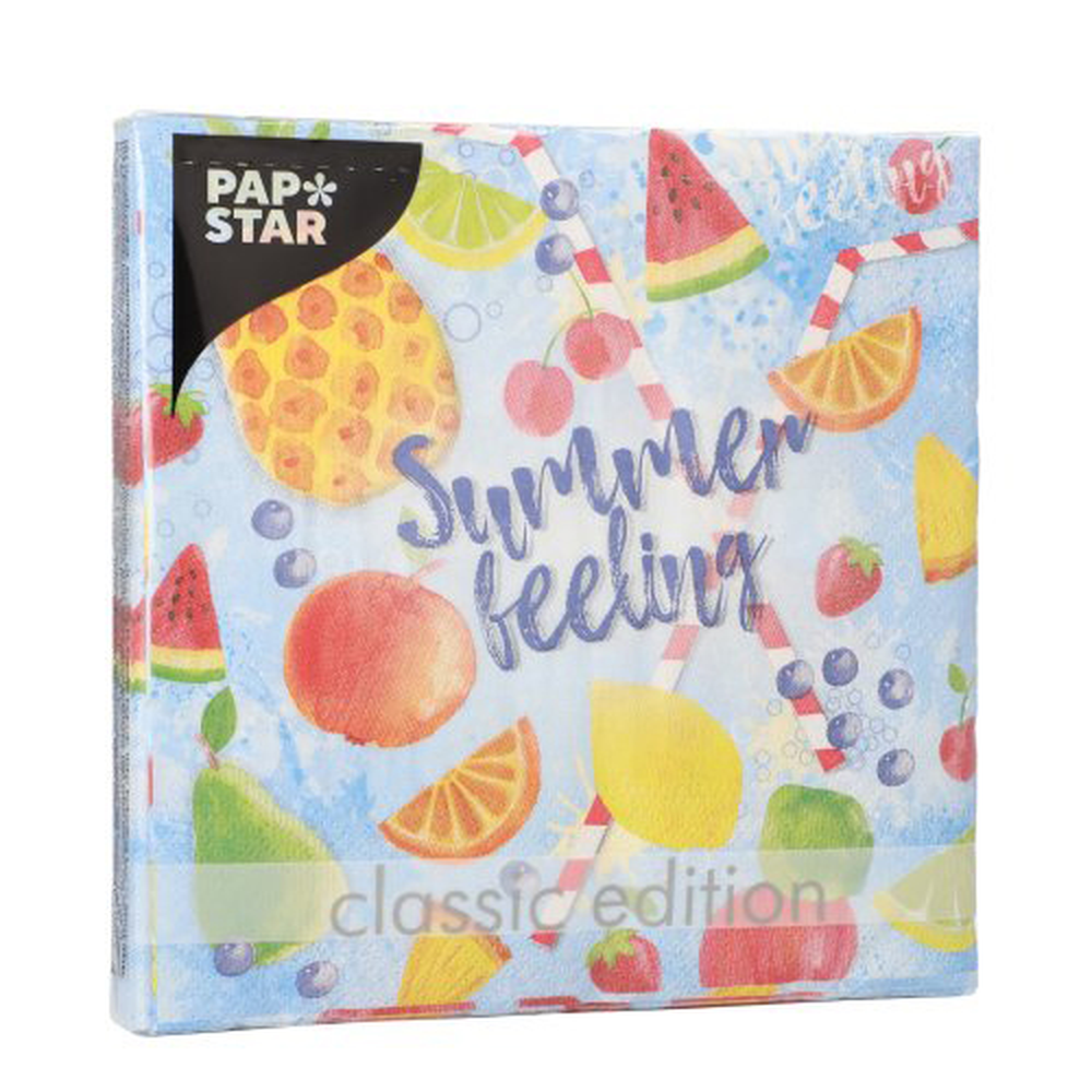 Papstar Servietten, 3-lagig 1/4-Falz 33 cm x 33 cm "Summerfeelings"