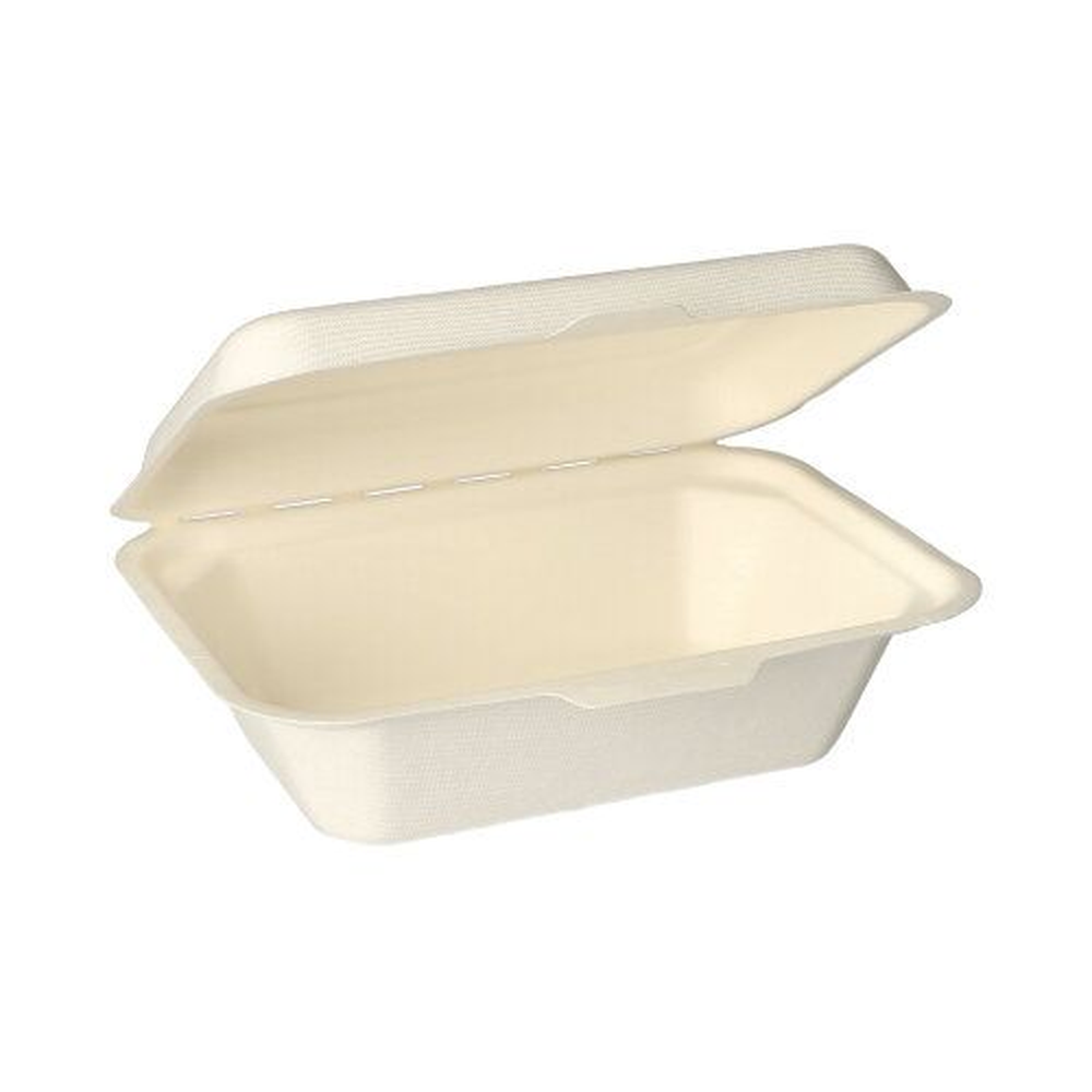 Papstar Menüboxen, Zuckerrohr "pure" ungeteilt 6 cm x 18 cm x 12,5 cm weiss