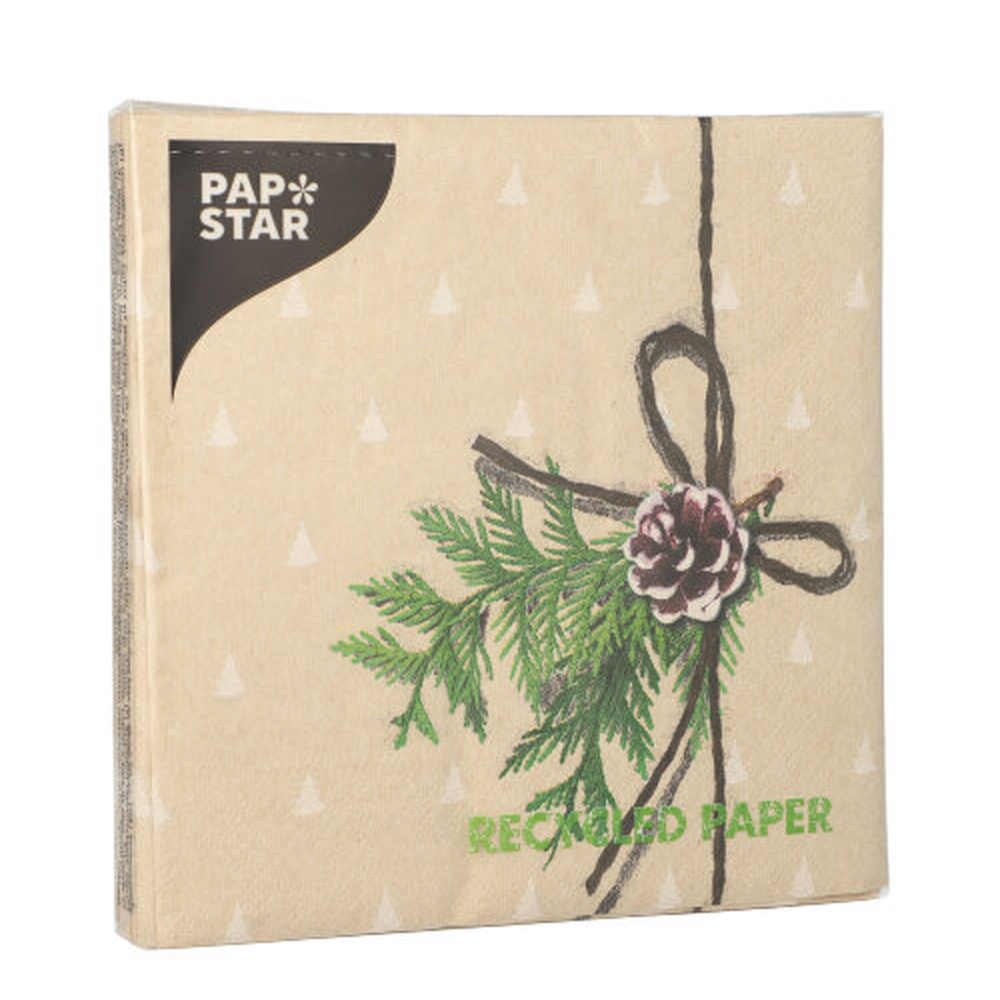 PAPSTAR Servietten, 3-lagig 1/4-Falz 33 cm x 33 cm natur Simply Natural aus