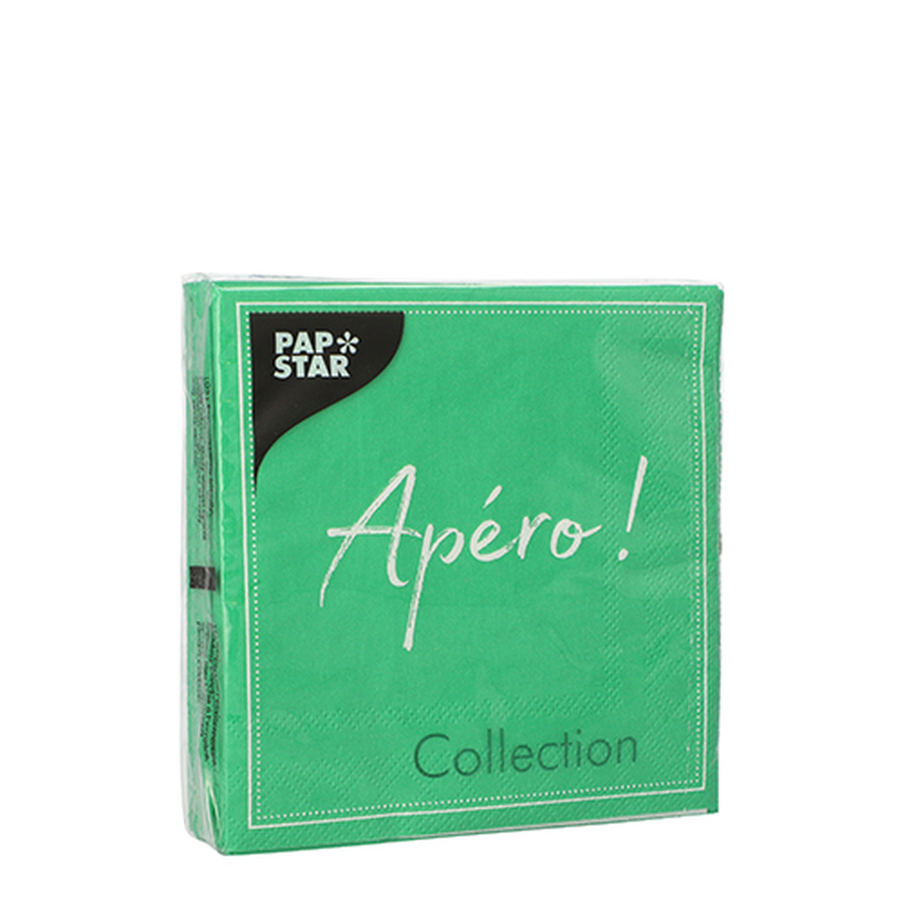 Papstar Servietten, 3-lagig 1/4-Falz 25 cm x 25 cm grün "Apero"