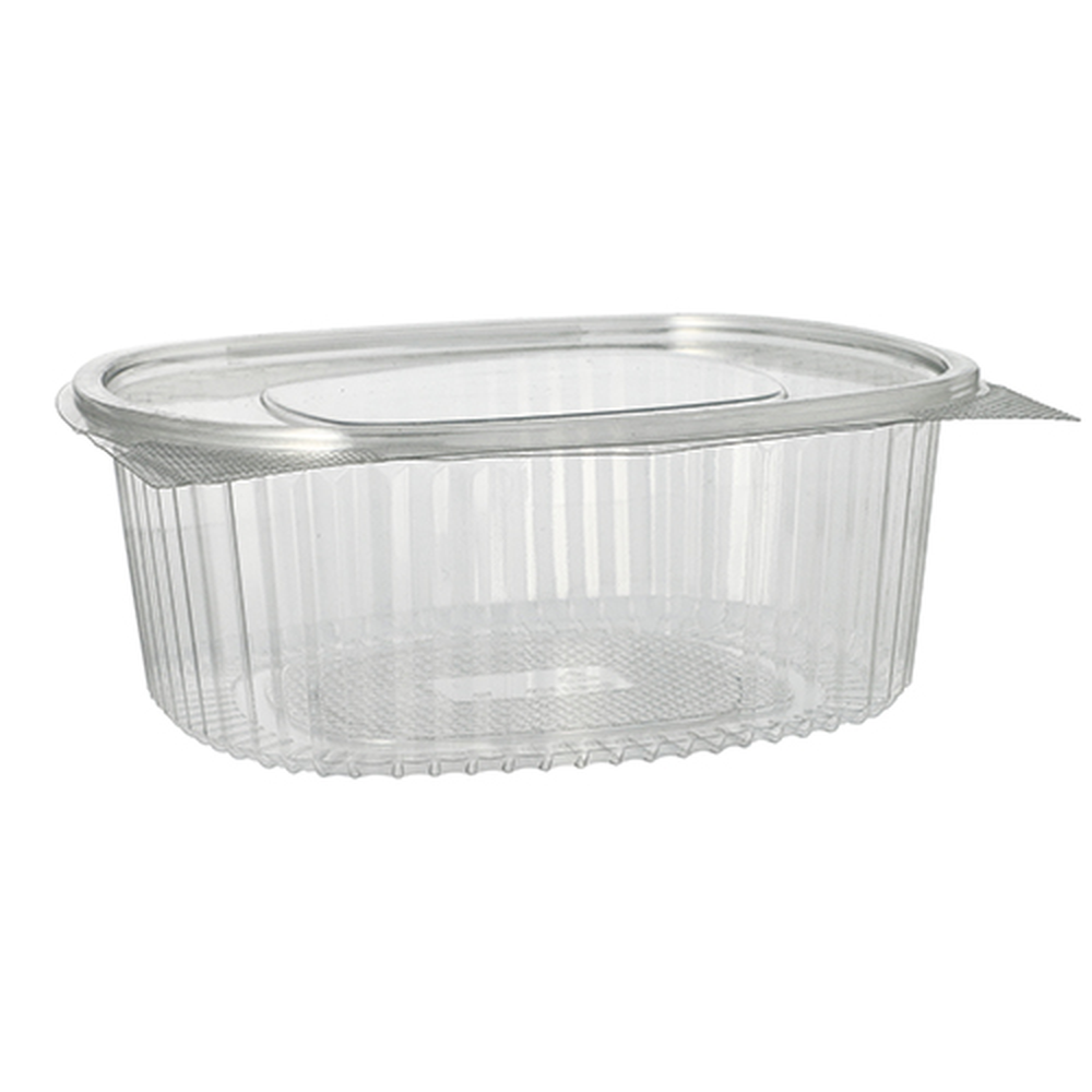 PAPSTAR Feinkost- und Salatschalen mit Klappdeckel, R-PET oval 1500 ml 7,6 cm