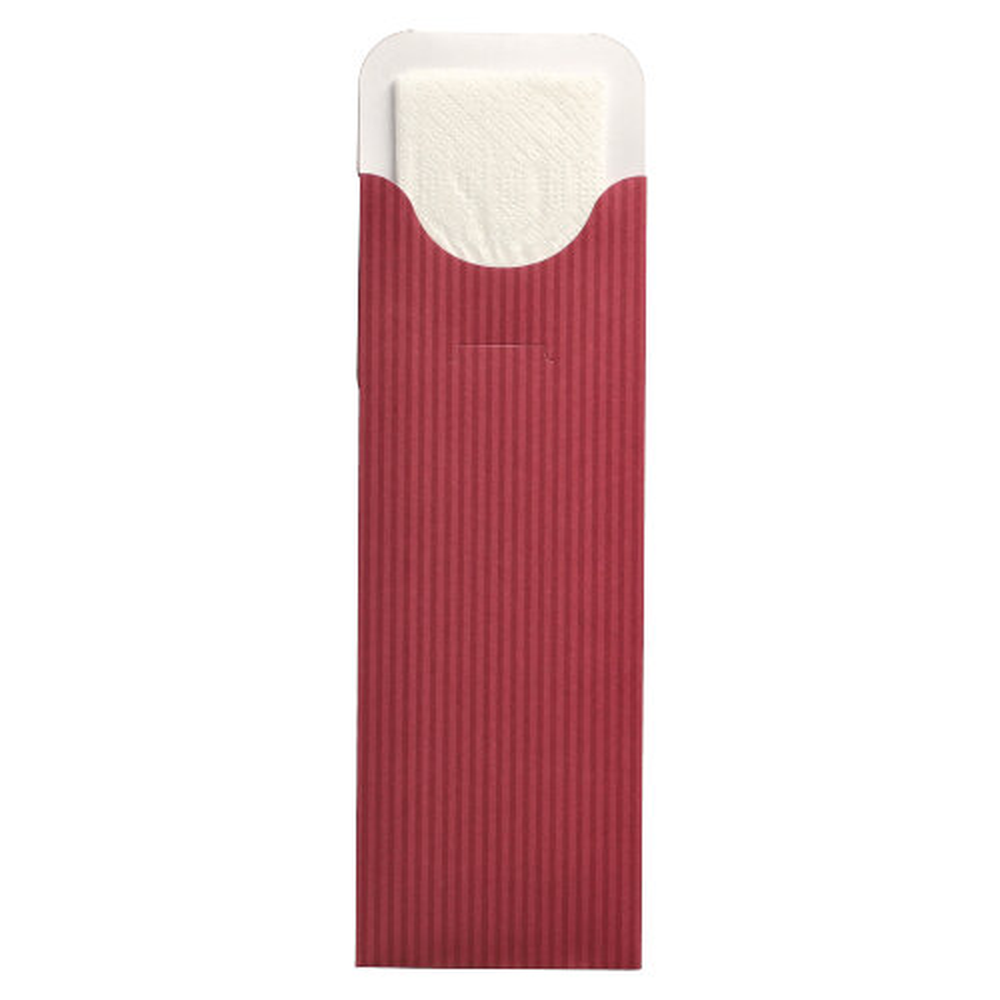 PAPSTAR Bestecktaschen 23,5 cm x 7,3 cm bordeaux Lines inkl. weißer Servie