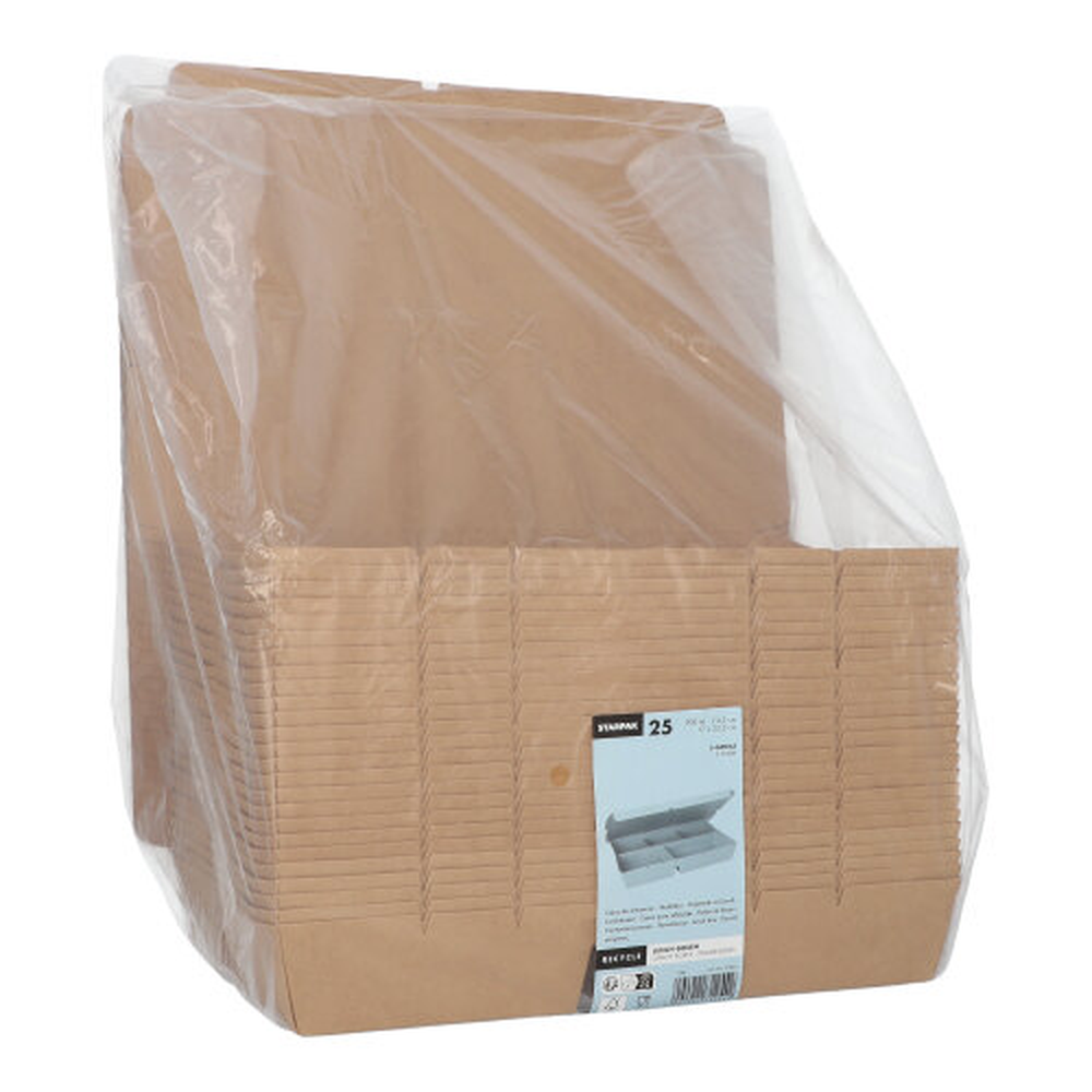 Papstar Lunchboxen, Pappe 5-geteilt 900 ml 4,2 cm x 17 cm x 25,5 cm braun