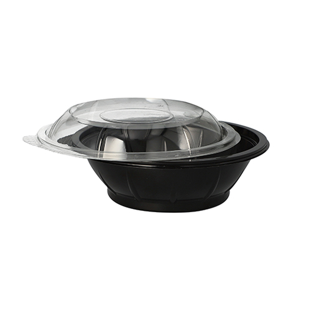 PAPSTAR Salatschalen, PET 600 ml Ø 16,6 cm · 5,9 cm schwarz Snap It mit Dec