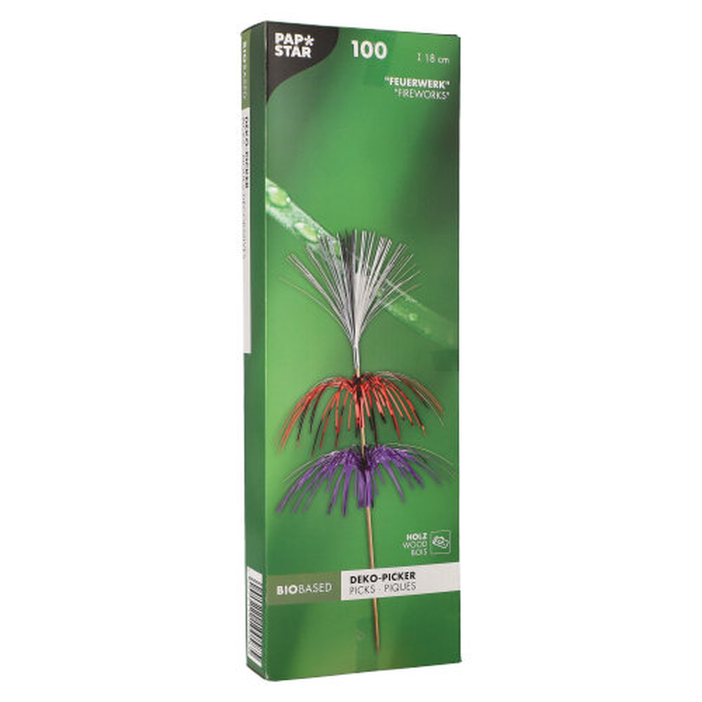 Papstar Deko-Picker 18 cm farbig sortiert "Feuerwerk" 3-lagig