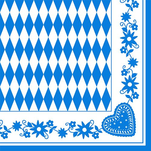 Papstar 40x40 3-lagig 1/4 Falz Bayrisch Blau