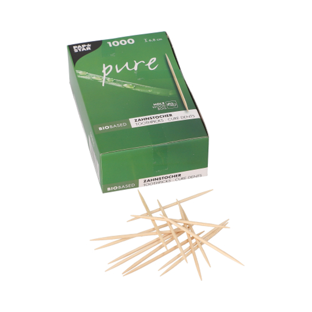 Papstar Zahnstocher, Holz "pure" rund 6,8 cm
