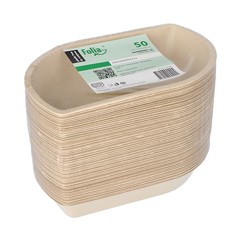 Papstar Snacktrays Zuckerrohr 3,6 cm x 12,2 cm x 19,4 cm natur