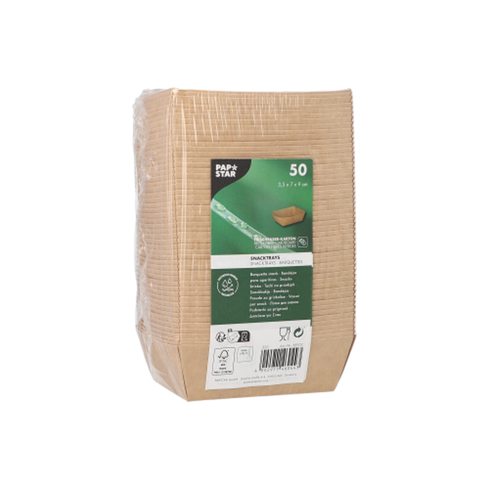 Papstar Snacktrays, Pappe "pure" 3,5 cm x 7 cm x 9 cm braun