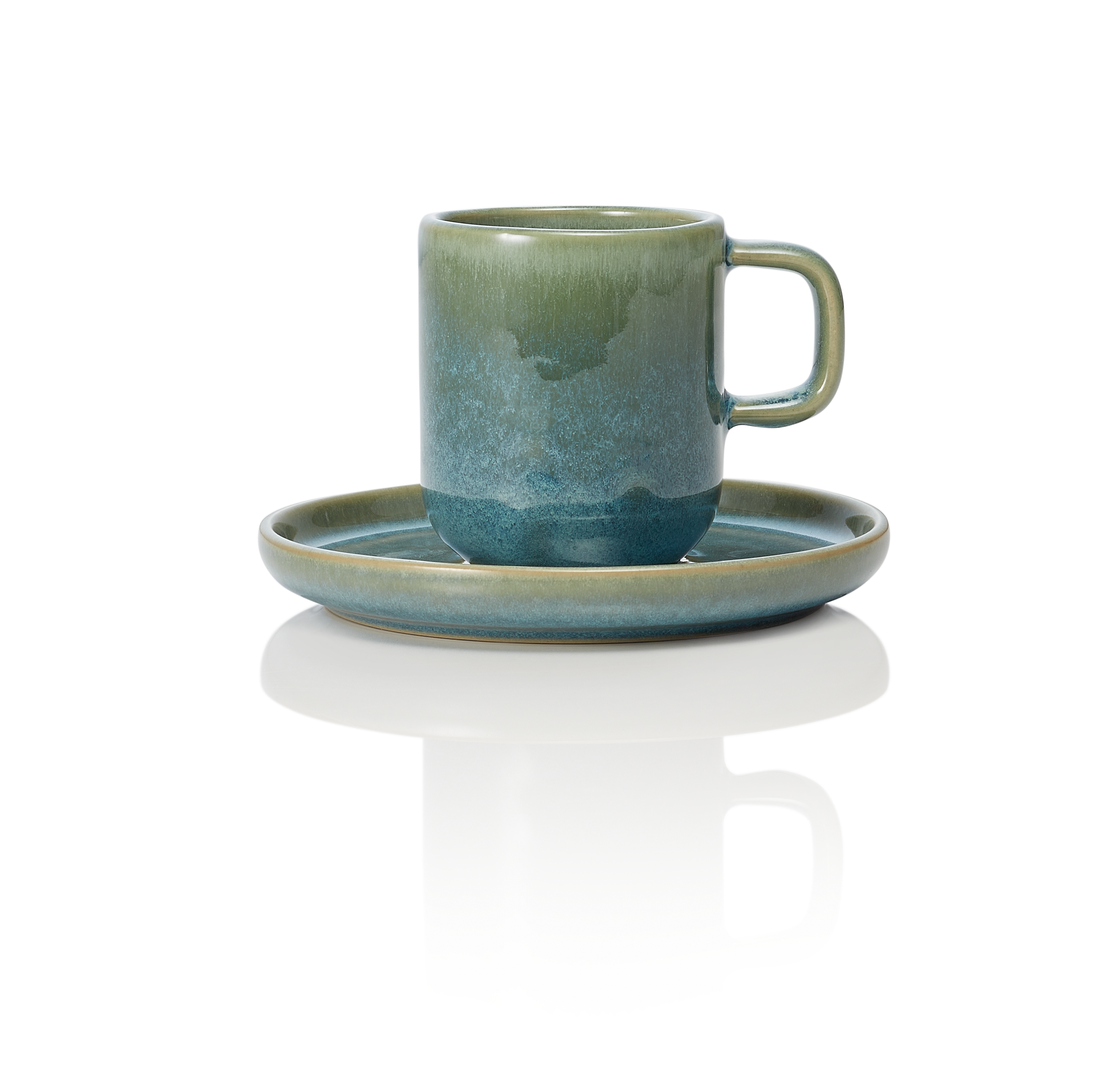 WAS Espresso- und Untertasse Set ROCKZZERO, 90 ml., Set á 6 Stück, myrtle green,