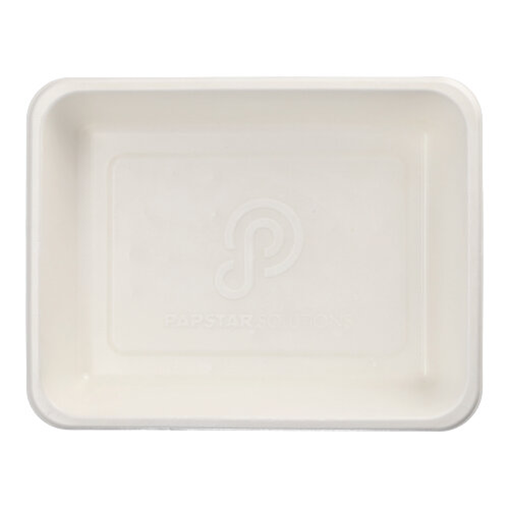PAPSTAR Siegelschalen Zuckerrohr, PLA beschichtet ungeteilt 1300 ml 4,9 cm x