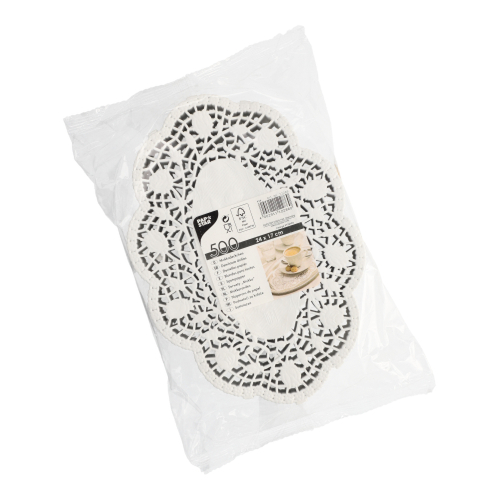 Papstar Mokkadeckchen oval 24 cm x 16,5 cm weiss