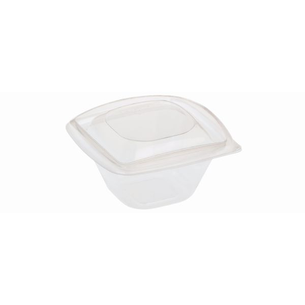 Pacovis Salatschale PLA 360ml transp., 126x126x72mm m.Deckel transp.