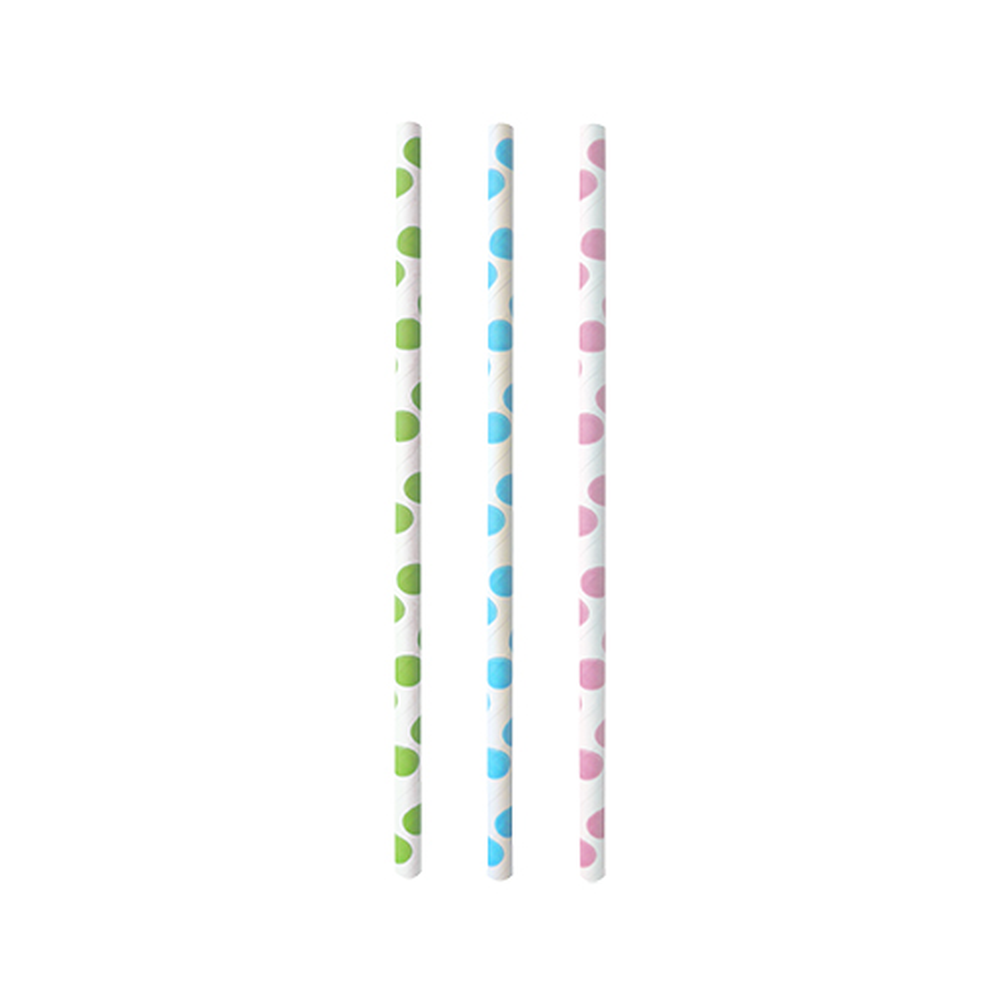 Papstar Trinkhalme, Papier Ø 6 mm · 20 cm farbig sortiert "Dots"