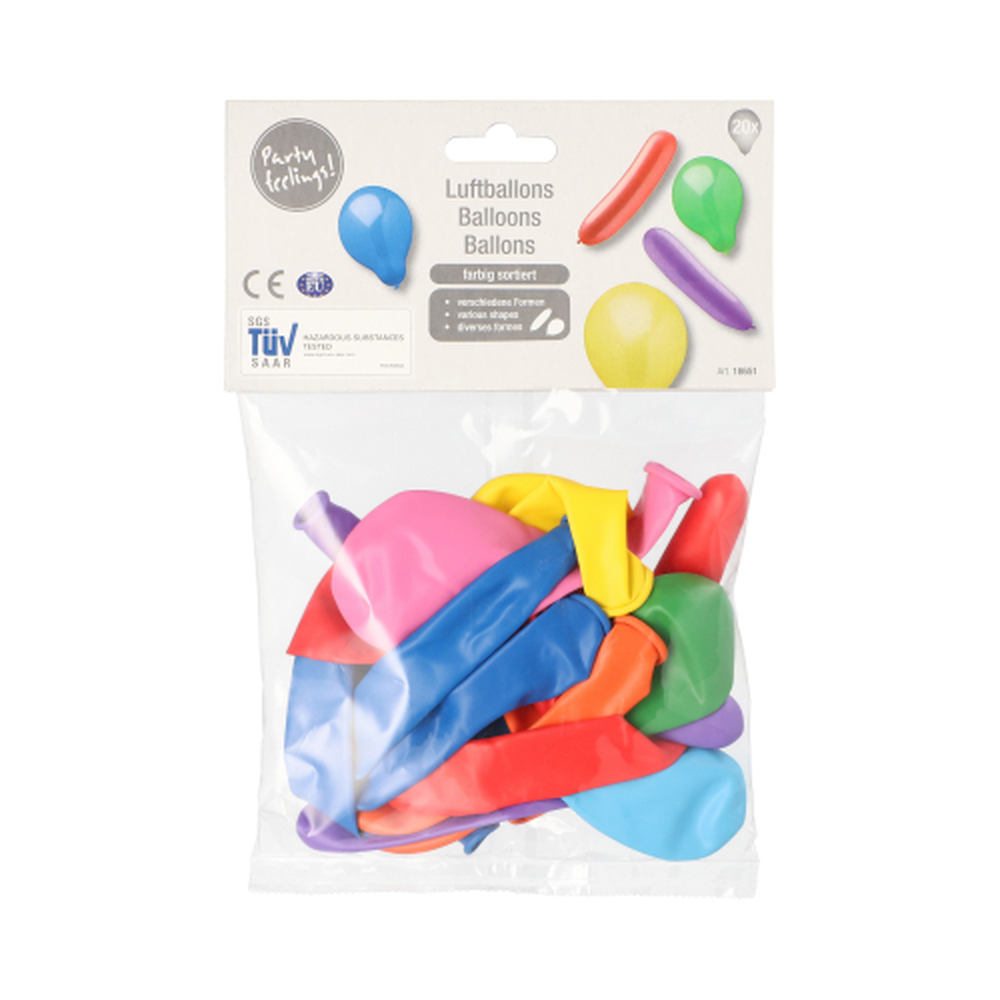 Papstar Luftballons farbig sortiert "verschiedene Formen"