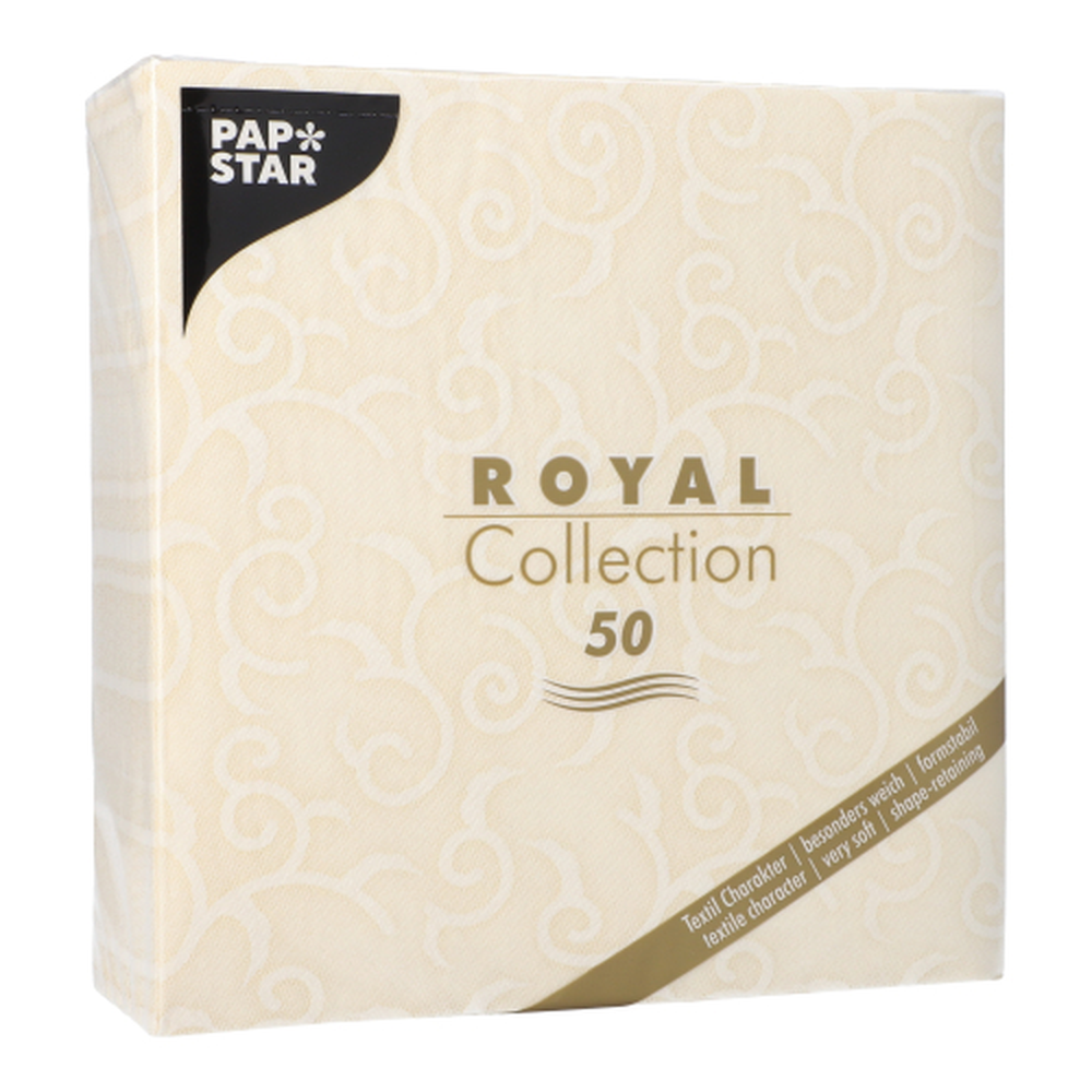 Papstar Servietten "ROYAL Collection" 1/4-Falz 40 cm x 40 cm champagner "Casali"