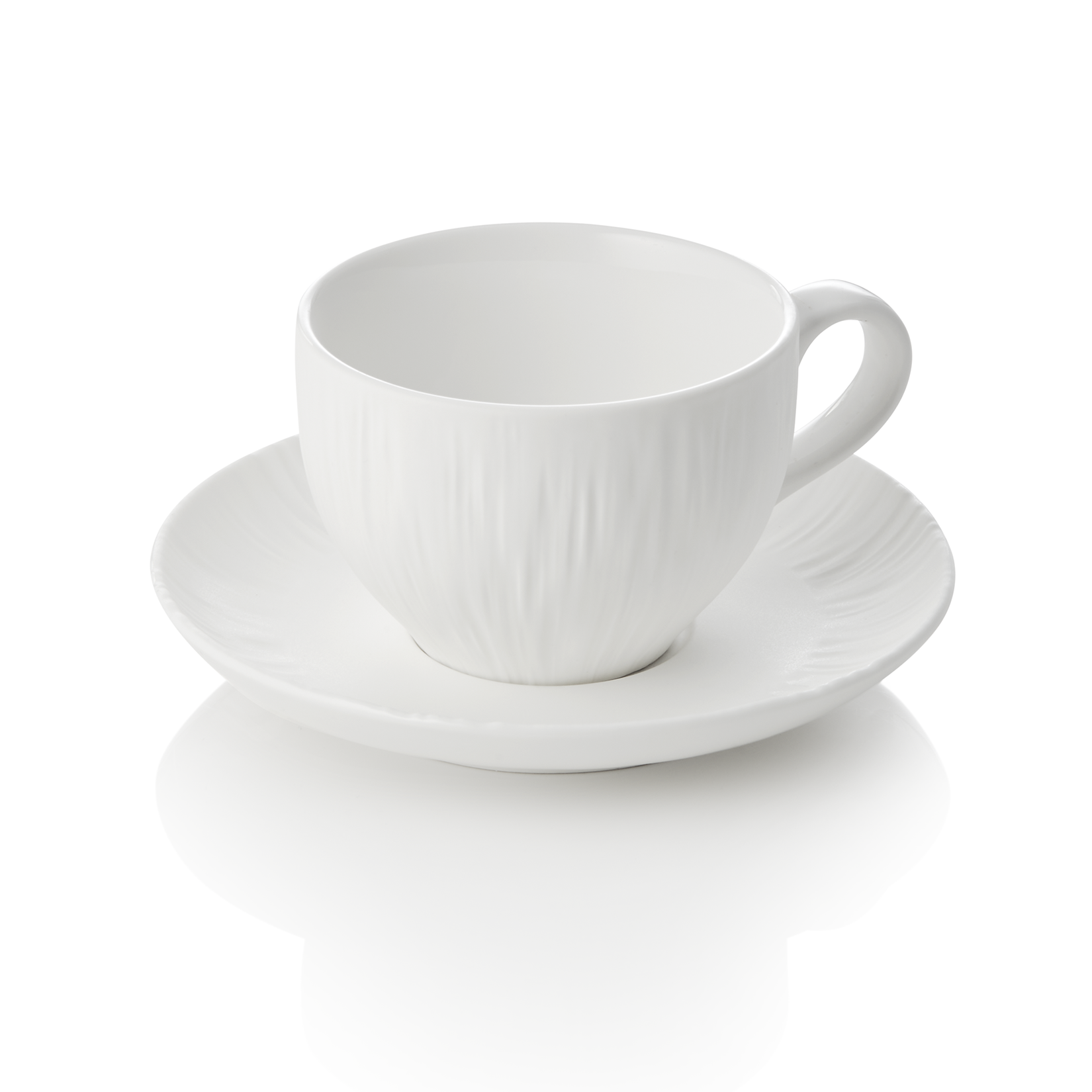 WAS Cappuccino- und Untertasse Set MAYA SHIRO, 200 ml, weiß, Set á 4 Stück, Porz