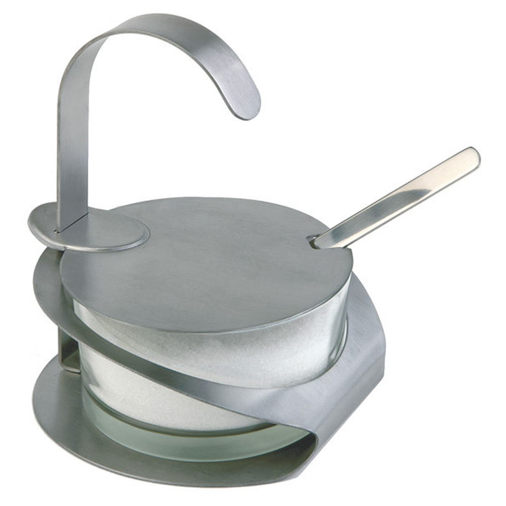 APS Parmesan-Menage -PRO- Ø 10,5 cm, H: 13 cm , Glas, 18/8 Edelstahl, mattiert