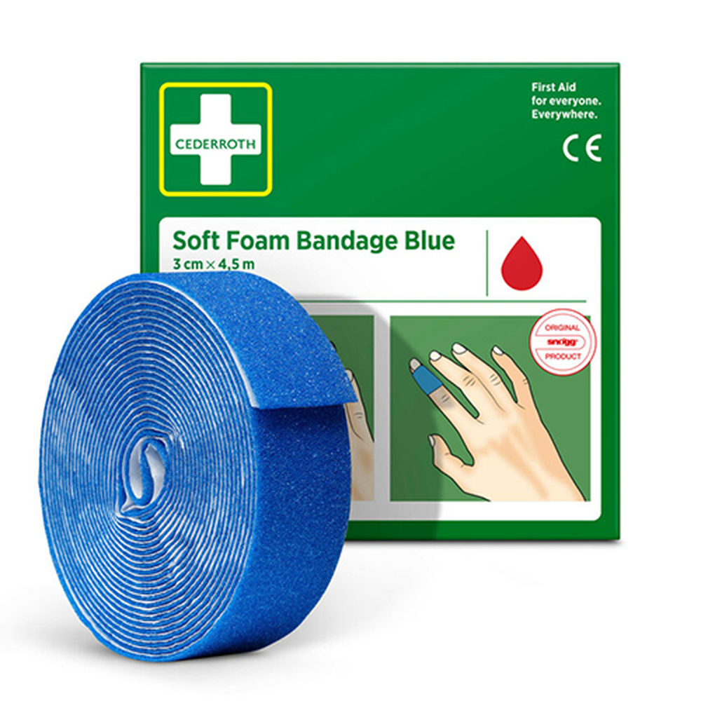 Papstar "Cederroth" Soft Foam Bandage 4,5 m x 3 cm blau , Refill
