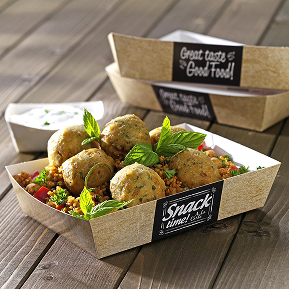 Papstar Snacktrays, Pappe "pure" 3 cm x 3,3 cm x 10,5 cm "Good Food"