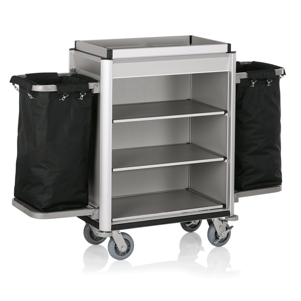 WAS Zimmerservicewagen ISABELLA, 155 x 55 x 116 cm, helle Kanten, Aluminium, MDF