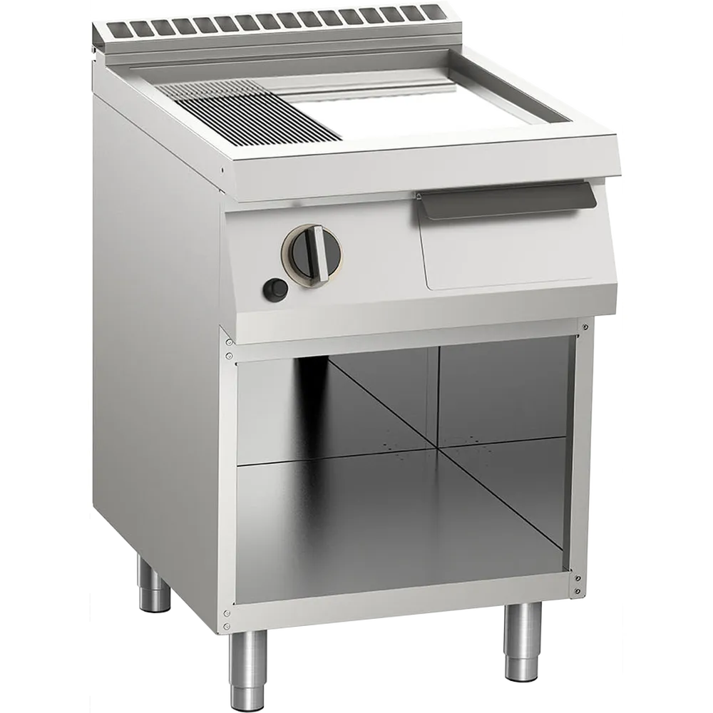 KBS Gas-Grillplatte verchromt 2/3 glatt + 1/3 gerillt 7,5 kW 2 Heizzonen