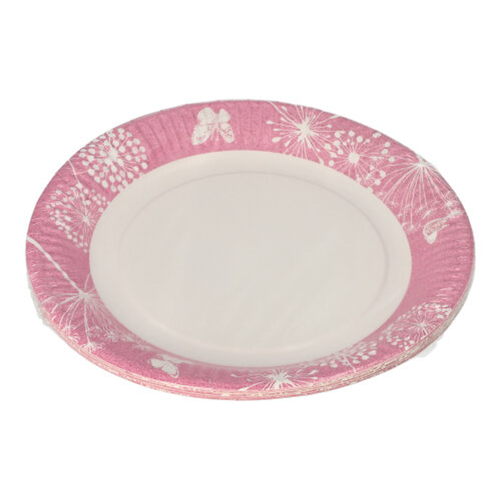Papstar Teller, Pappe rund Ø 23 cm fuchsia "Meadow"