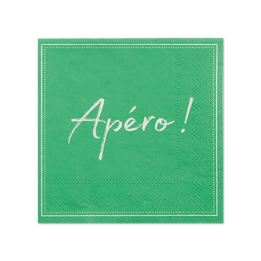 Papstar Servietten, 3-lagig 1/4-Falz 25 cm x 25 cm grün "Apero"