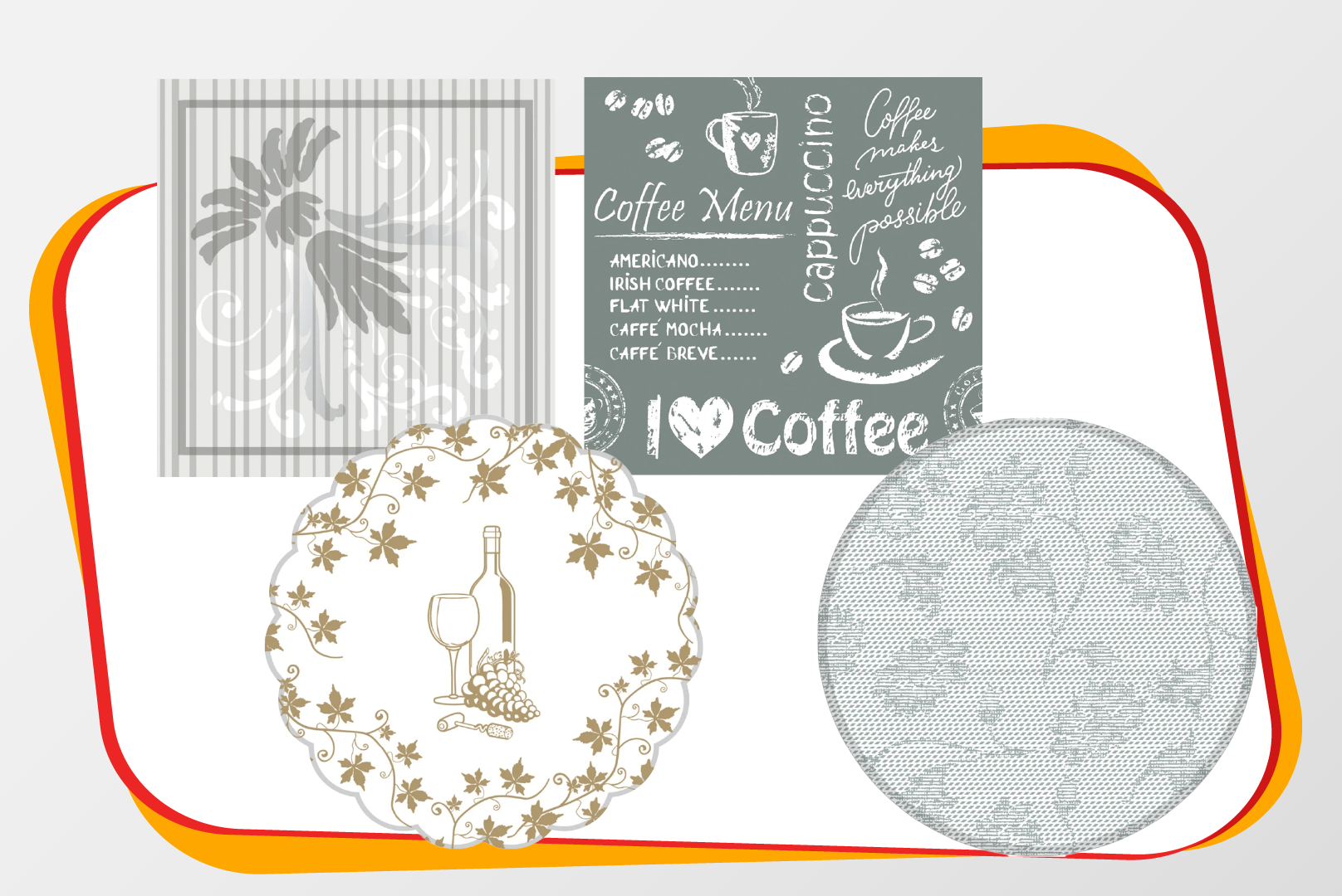 untersetzer, wanddekoration, weinflasche, traubensymbol, kaffee tafel