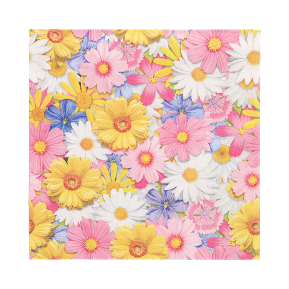 Papstar Servietten, 3-lagig 1/4-Falz 33 cm x 33 cm "Daisies Mix"
