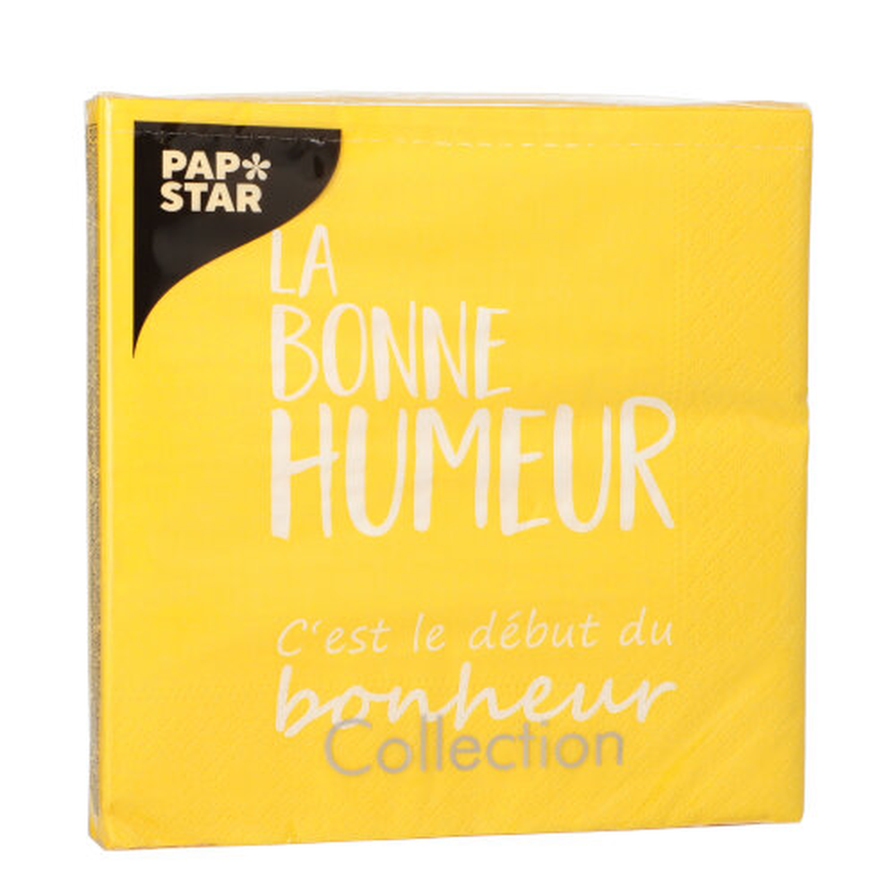 Papstar Servietten, 3-lagig 1/4-Falz 33 cm x 33 cm gelb "La Bonne Humeur"