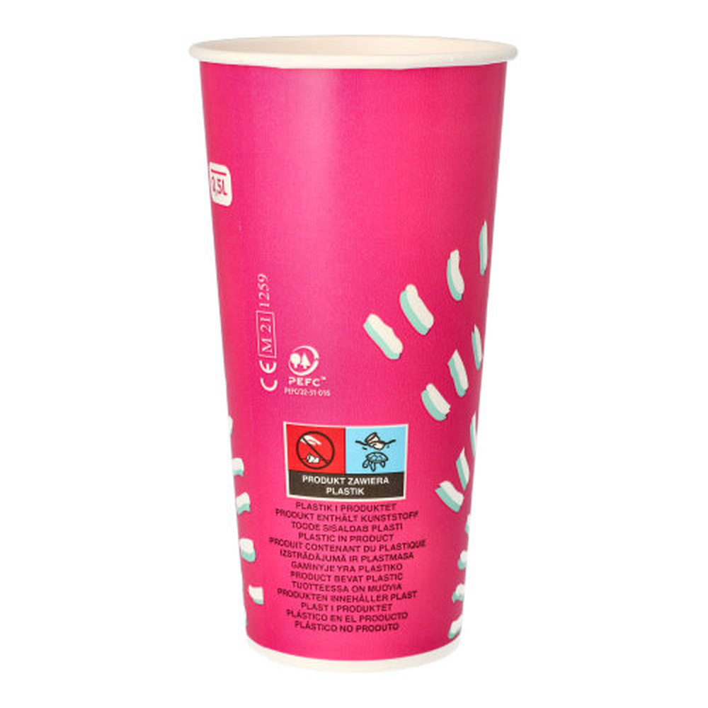 PAPSTAR Trinkbecher für Kaltgetränke, Pappe 0,5 l Ø 8,97 cm · 16,83 cm pink 