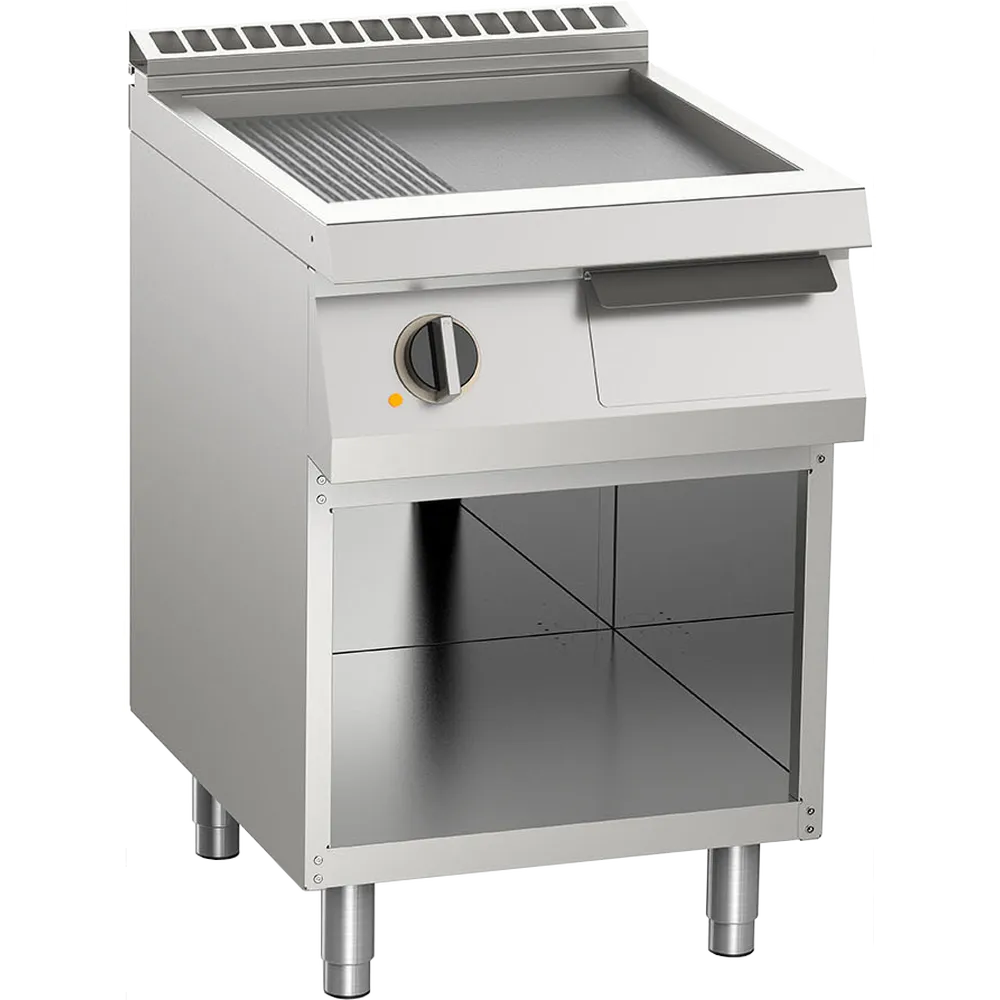 KBS Elektro-Grillplatte aus Edelstahl 2/3 glatt + 1/3 gerillt 7,5kW 2 Heizzonen