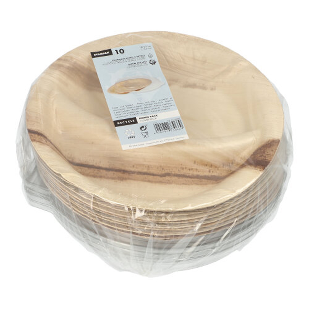 PAPSTAR Teller, Palmblatt 2-geteilt 300 ml Ø 23 cm · 5,3 cm mit rPET Deckel 