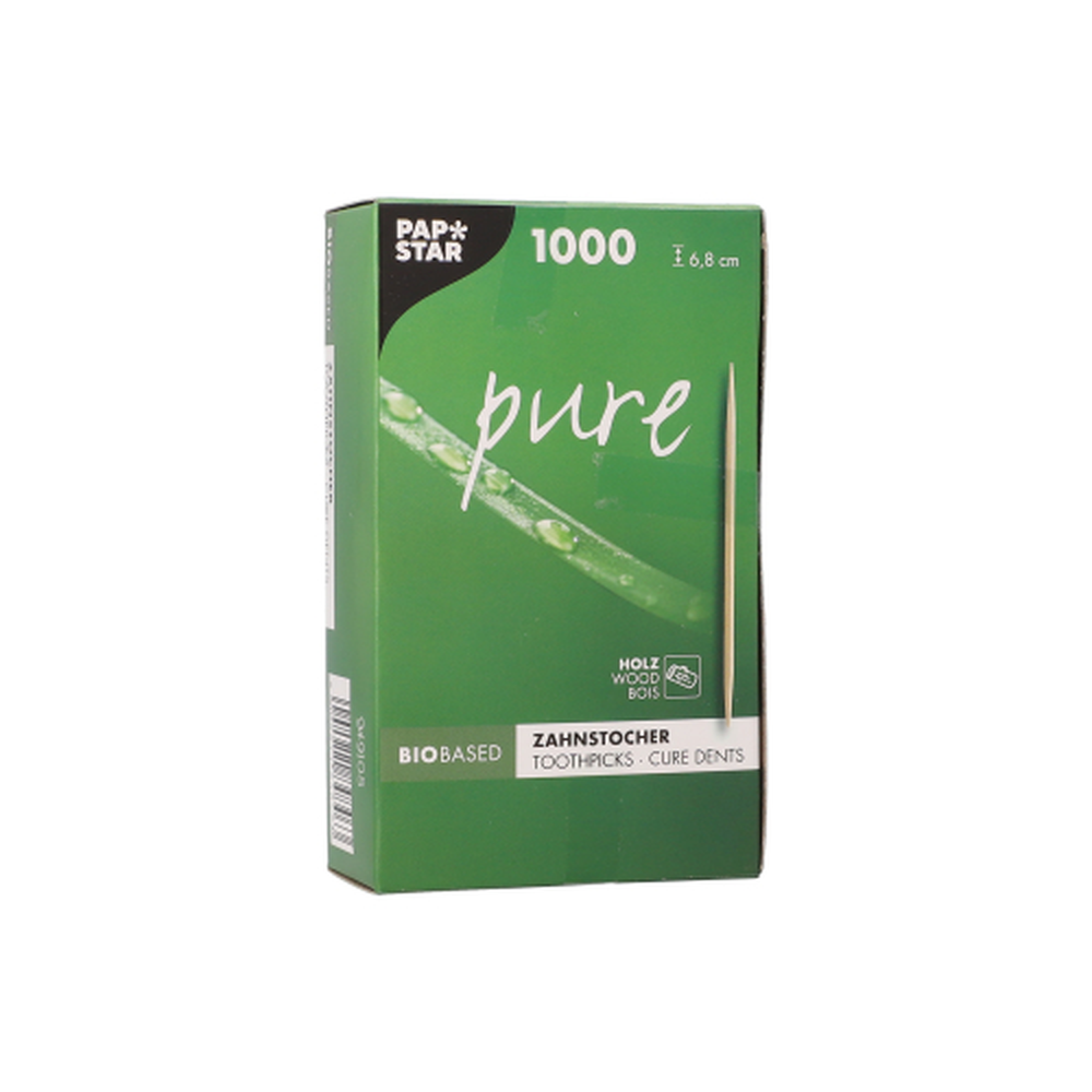 Papstar Zahnstocher, Holz "pure" rund 6,8 cm