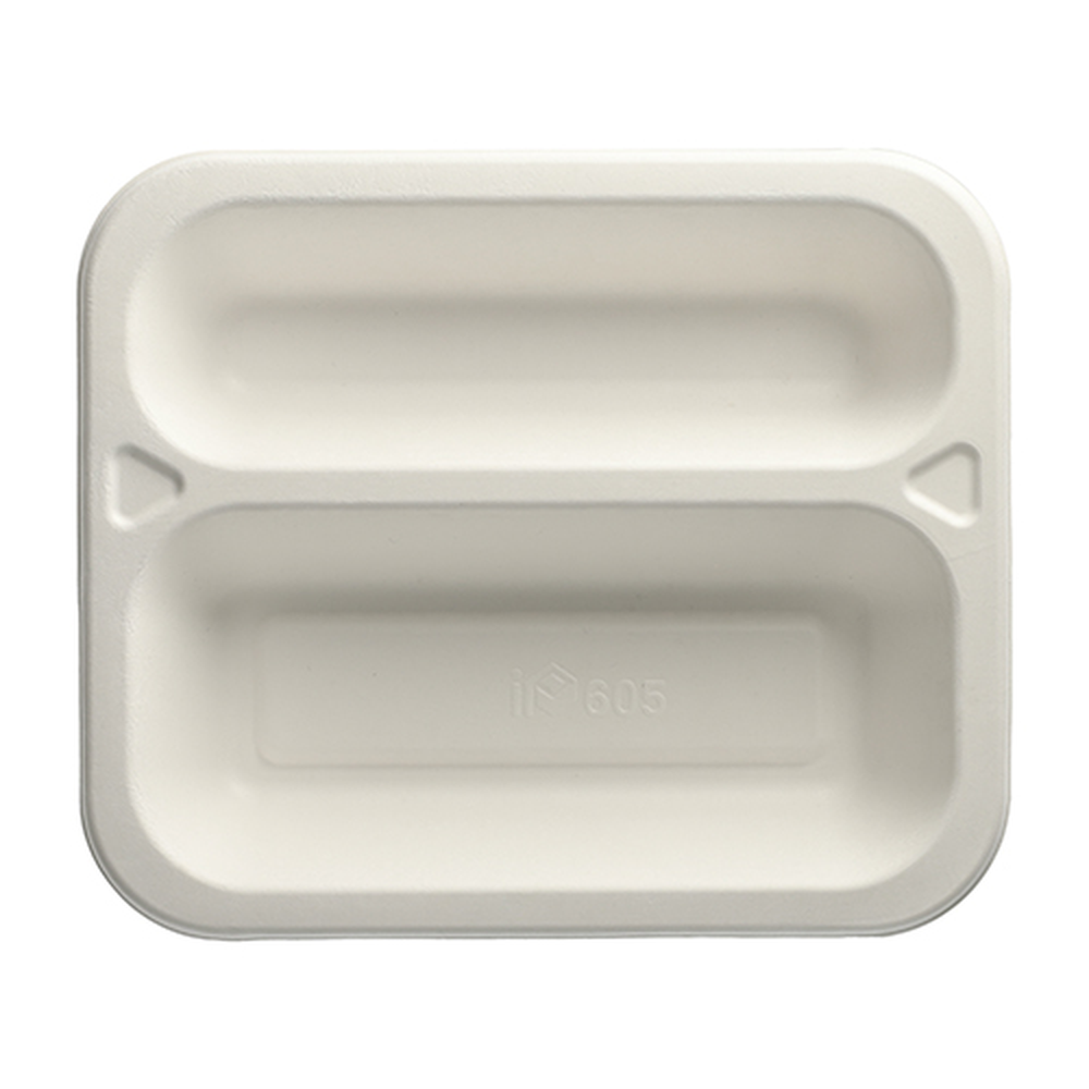 Papstar Siegelschalen Zuckerrohr 2-geteilt 975 ml 4,2 cm x 21,2 cm x 25 cm weiss